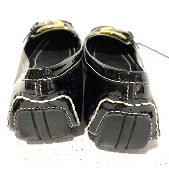 Nine West Lavetta 8.5M black patent driving loafers slip on shoes gold buckles - Picture 5 of 10